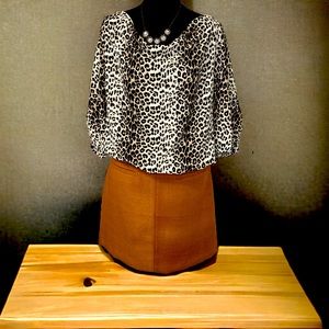 NWT Black, Brown & White Animal Print Long Sleeve Blouse